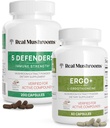 真正的蘑菇 Ergothioneine(60ct)和5个捍卫者(200ct) Bundle -- -- 与土耳其Tail、Shiitake、Reishi、Chaga、Maitake、Oyster -- -- 自然长寿和免疫力量 -- -- Vegan、Gluten Free、非GMO