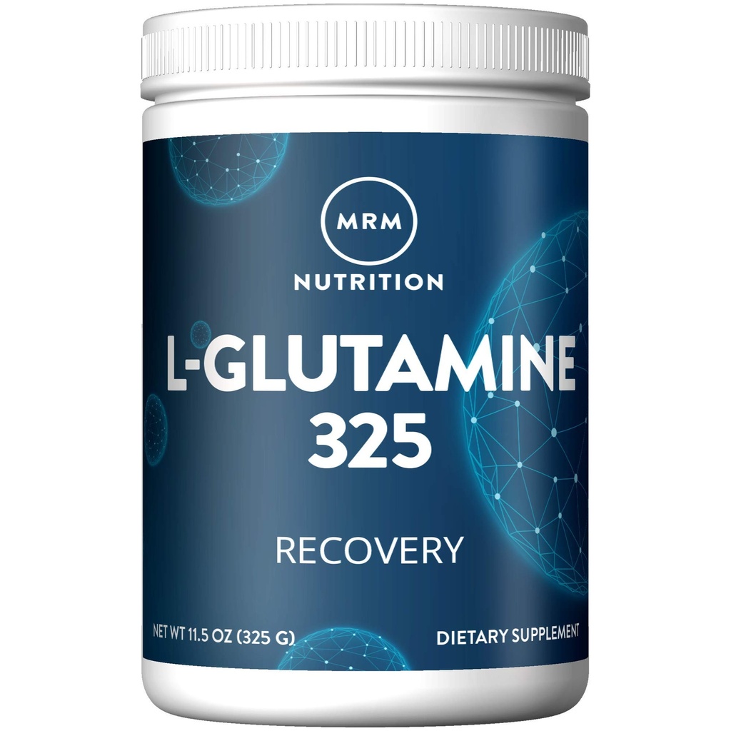 MRM 营养 L-Glutamine → 5000mg → 回收 → 氨基酸 → 肌肉 支持 + Immune + Gut Health → 发酵 → 65 服务