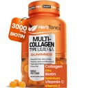 草原多科拉根 含有Biotin & Vitamin C,水解Collagen Peptides 类型 I, II, III, V, X 用于毛发,皮肤, Nails, & Bone 支持 - 热带Flavor, 60 Gummys