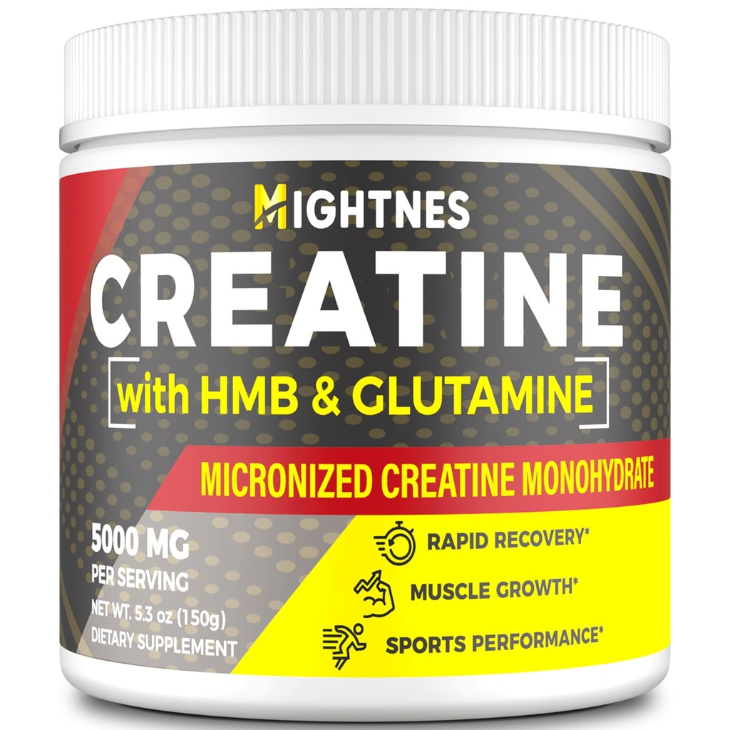 Creatine HMB、Creatine Powder for Men & Women、微量化Creatine 单水合物用于肌肉生长和复苏以及增强力量、性能、Creatine HMB与Glutamine、Gluten Free、30名服务员