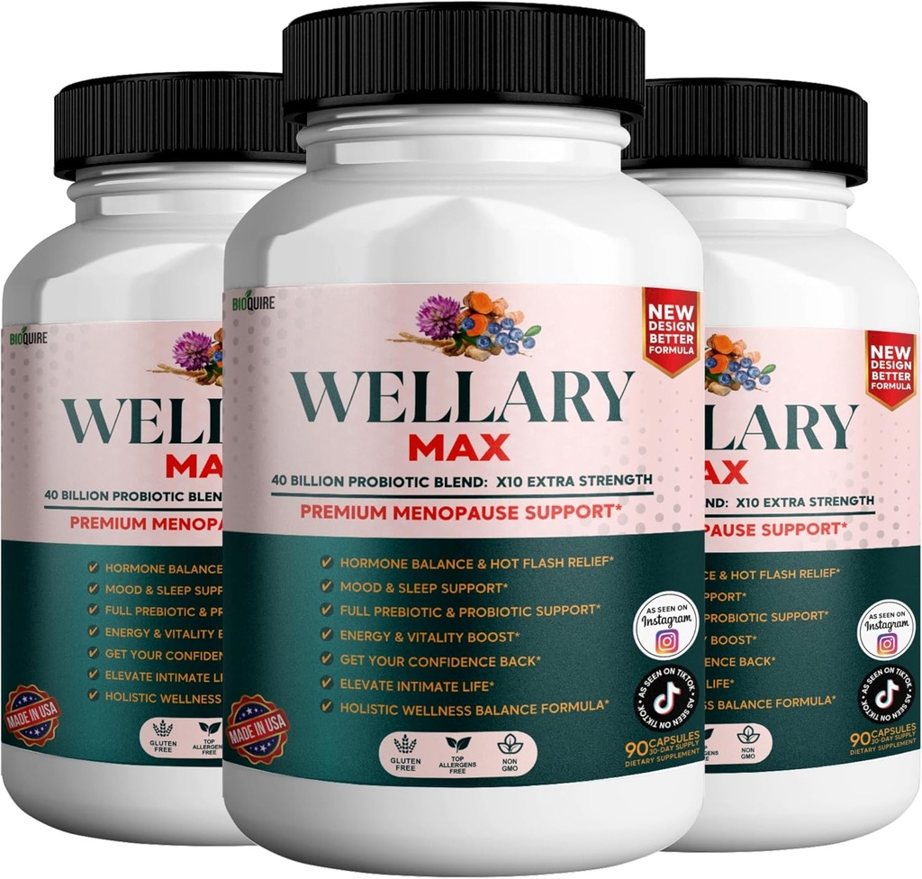 Wellary Max Menopause 支持补编,40亿 CMU Probiotic Blend, 90 Capsules (3)