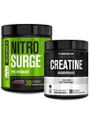 Jacked Factory NITROSURGE 工作前补充剂 -- -- 强化泵(30架,西瓜)和用于肌肉生长的克里塔丁单水合物粉(30架,无味)