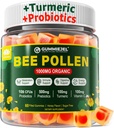 消化健康与体重 蜜蜂波伦有机1000mg, w/Probiotics, Prebiotics & Turmeric, Bee Pollen Gummys Rich in B-Vitamin,抗氧化剂,氨基酸,用于消化,重量与能源