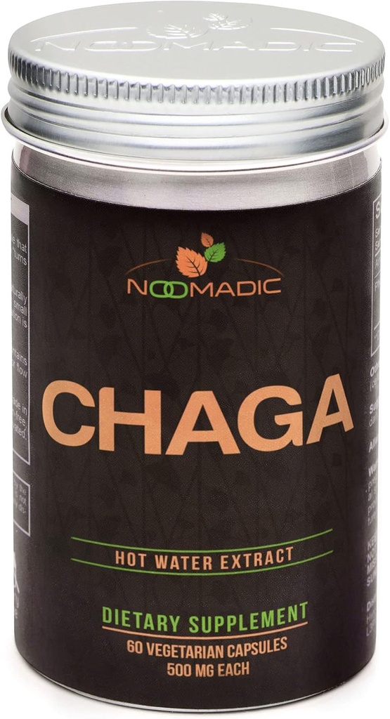 Noomaid Chaga蘑菇,60卡普尔,每卡普尔,500毫克,抗氧化剂和免疫支持,热水抽取,水果加工,30%的β-D-Glucans