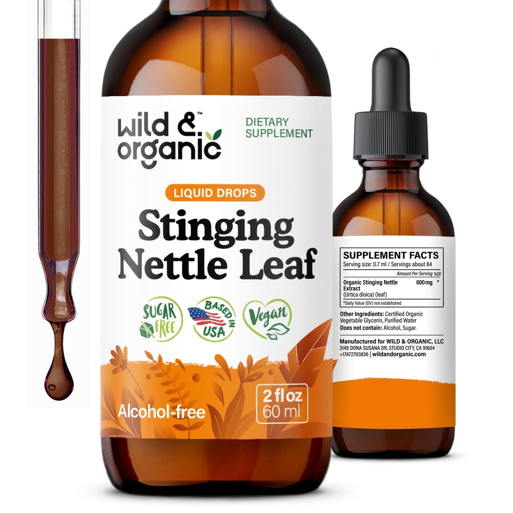 野生和有机 Stinging Nettle 叶片提取滴 - 尿液切除支持 - 液态 Stinging Nettle 补充剂 - Urtica Dioica Tincture - 2-Month 供应 - Vegan,糖和无酒精 - 2 fl oz