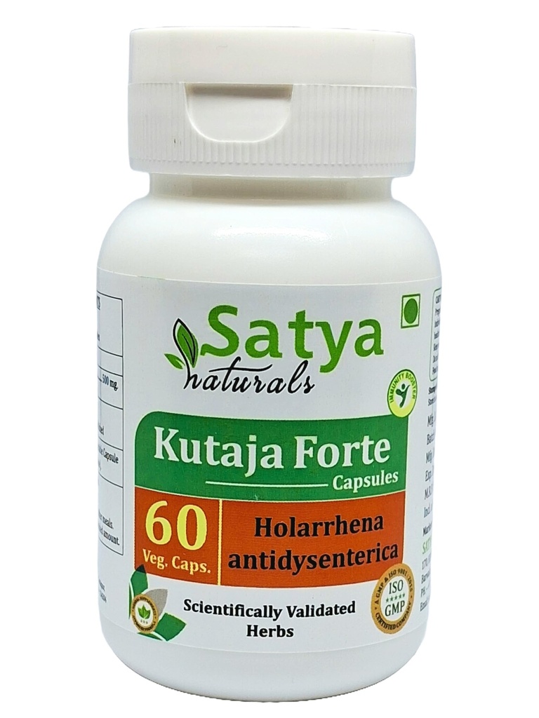 Kutaja Forte Capsules 500 mg. 60 Veg. Capsule QQ Kutaja (Holarrhena Antidysenterica) 提取供男女使用的Capsules | Ayurvedic 草药补充剂/修复剂 | 10:1 堡(1瓶60 Capsules)