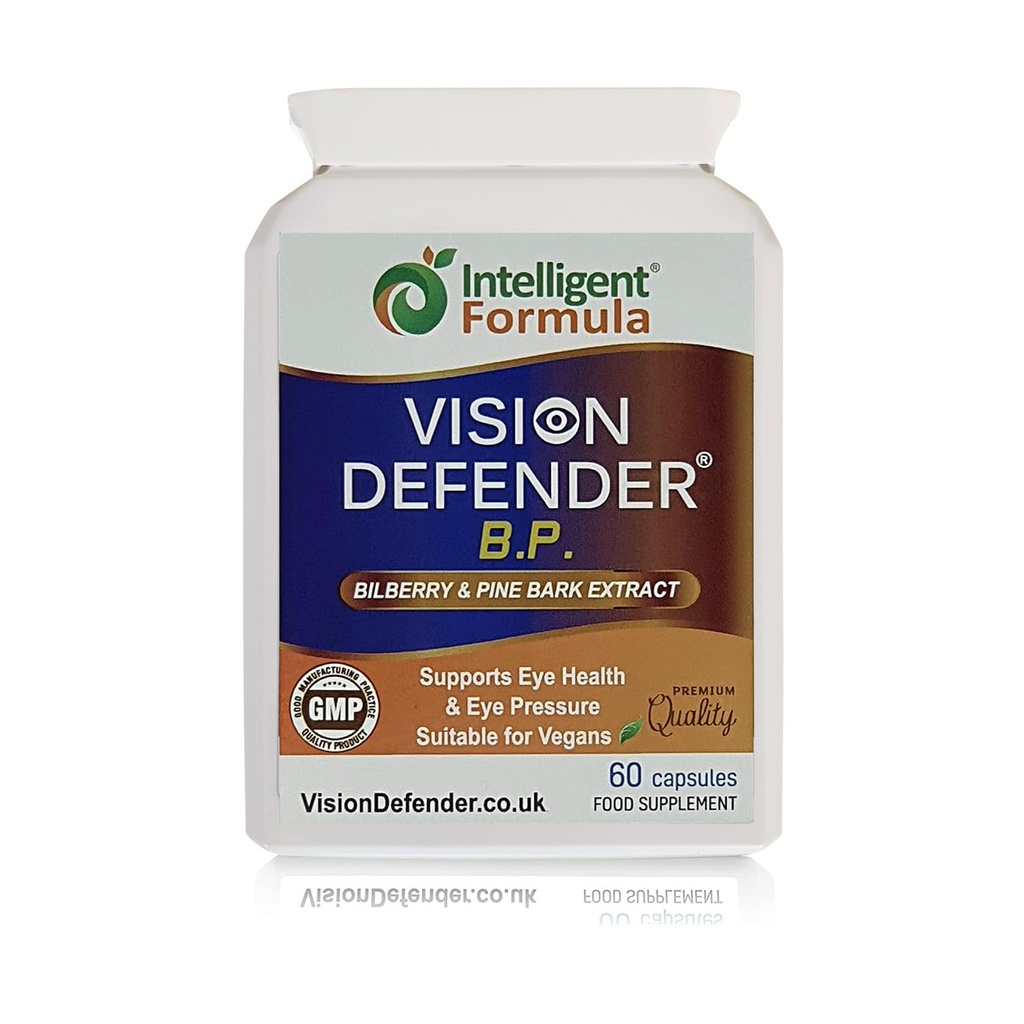 视觉卫士BP眼部补充:Bilberry和Pine Bark 眼压和眼部健康支助提取物(60 Vegan Capsules)