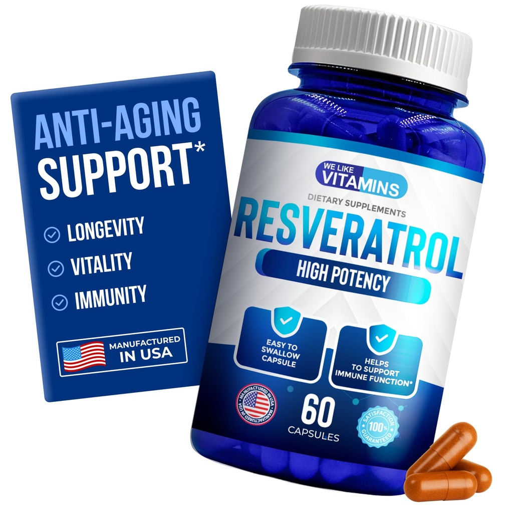 我们喜欢维生素 Resveratrol 1000 mg 每服一次 - 60易吞咽蔬菜 Capsules - Natural Resveratrol Supplement 1000 mg - 抗氧化剂补充 帮助支持免疫系统