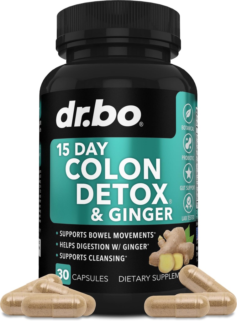 Colon Cleanser Detox for Wight Flush - 15 Day Colon Cleanse Pills with Ginger - 快速天然氧化剂,便秘救济,肠胃Bowel运动补充剂 Bloating Gut Loss支持