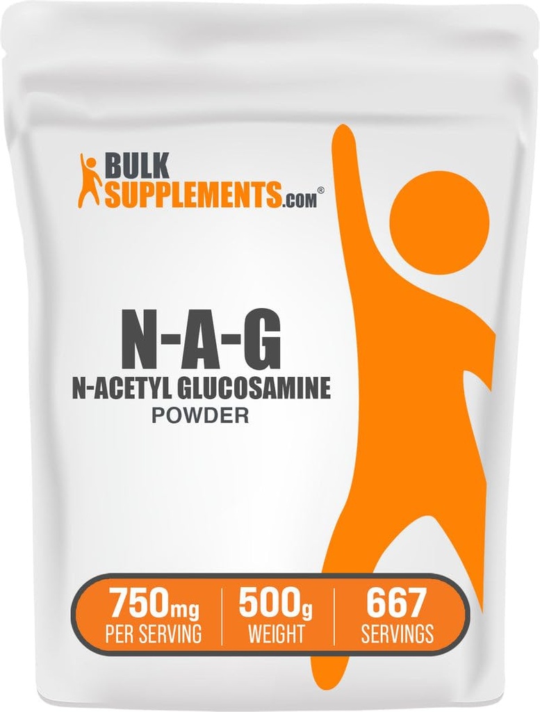 Bulk Assupports.com N-Acetyl Glucosamine Powder - NAG Powder,Glucosamine 750mg,营养补充 - Gluten Free,每次服役750mg,500g(1.1磅)(一包)