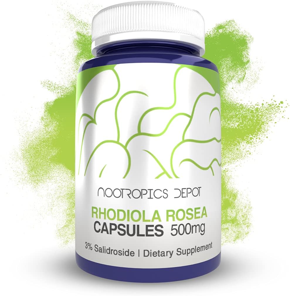 Rhodiola Rosea Capsules = 500mg = 3% Salidroside = 120 Counter = 适应基因Herb = Ayurvedic 补充 = 支持健康压力水平 = 推动脑健康