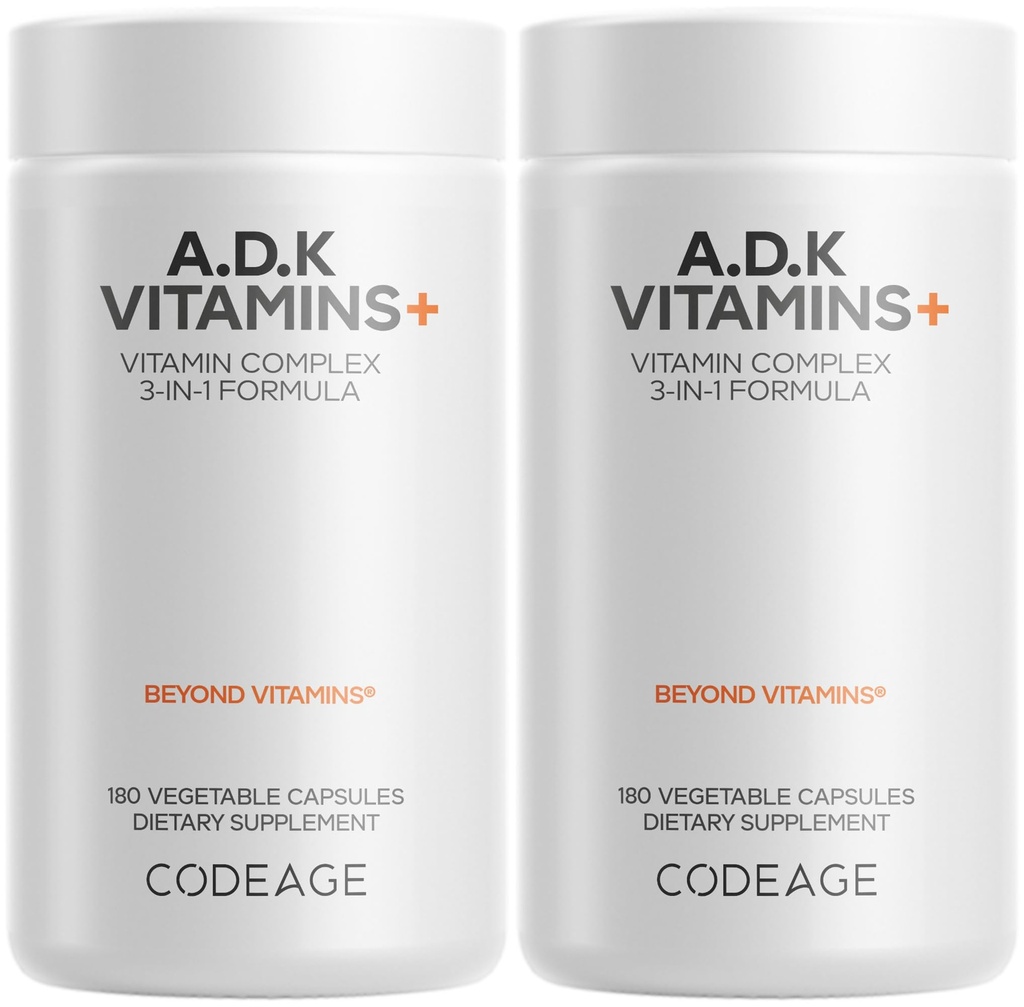 编码 ADK 维生素补充剂 - 基本维生素 A, D35,000 IU, K1 & K2(MK4 & MK7) - 6-Month 供应 - 1 capsule per service, 非GMO, Gluten-free - 2-Pack