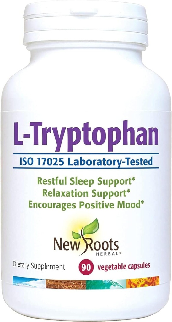 新ROOTS HERBAL L-Tryptophan 睡眠补充(90 Capsules) 220mg, 健康睡眠的草药补充(Health Sleep, Mood)和应激反应支持 – Gluten Free, Non-GMO