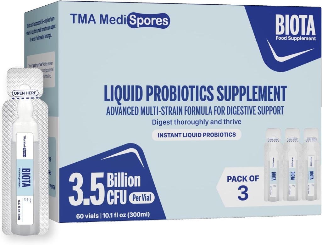 Biota 用于消化卫生和免疫支持的Probiotic饮料、快速代理支持胃便秘、成人、儿童、Gluten、无糖和非GMO的消化日用品、60种服务