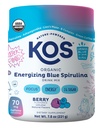 KOS 增强蓝色螺旋藻混合物的能量 - USDA 认证有机体 - B 维生素, Ashwagandha, Ginseng, 适应物, Biotin - Vegan Pre Workingout Powder - Cafeated, Berry Flavored, 28 services