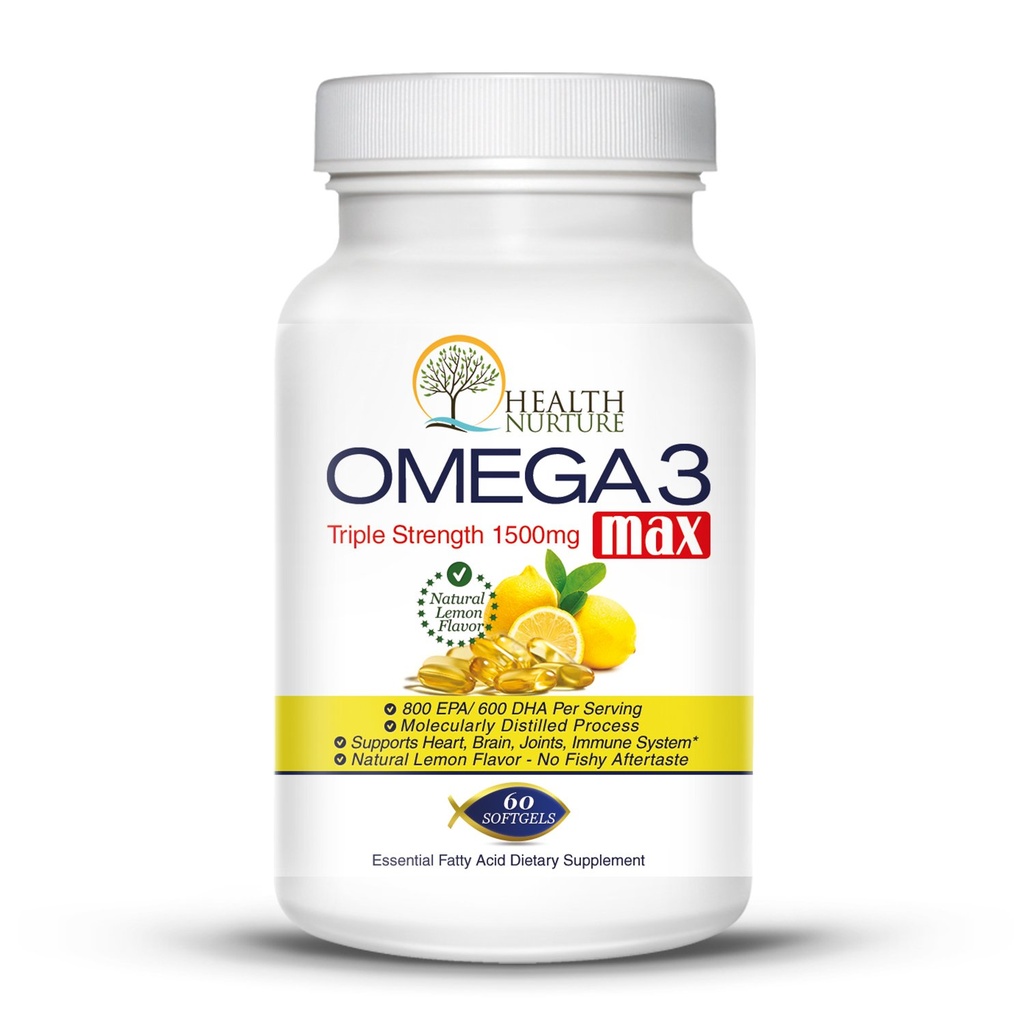 鱼油 Omega-3 最大强度 1 500毫克(800 EPA/600 Dha) 医药级鱼油