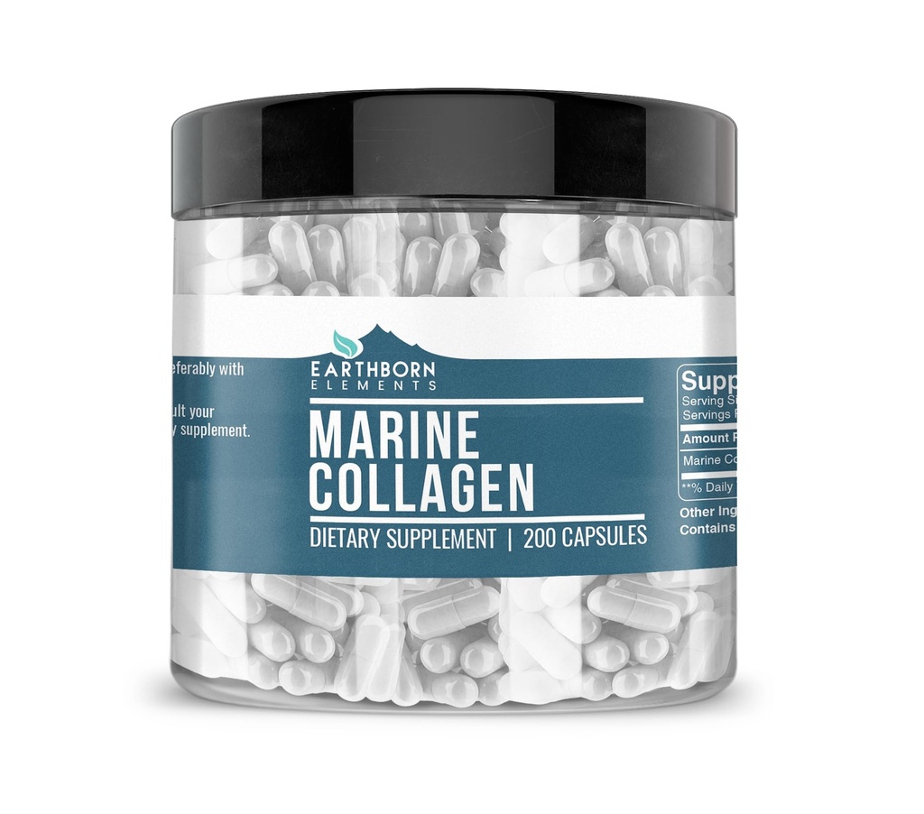 土生元素Collagen Peptides(200 Capsules) 水解鱼Collagen,非GMO,无水分,生物可用(960毫克)