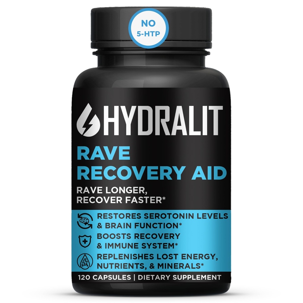 Rave Recovery Aid Vitamins before Party Relief Pills 音乐节的附属曲目 Rave Business 5-HTP 补充电解质 更好的晨光 Serotonin 能源悬空120 Capsules