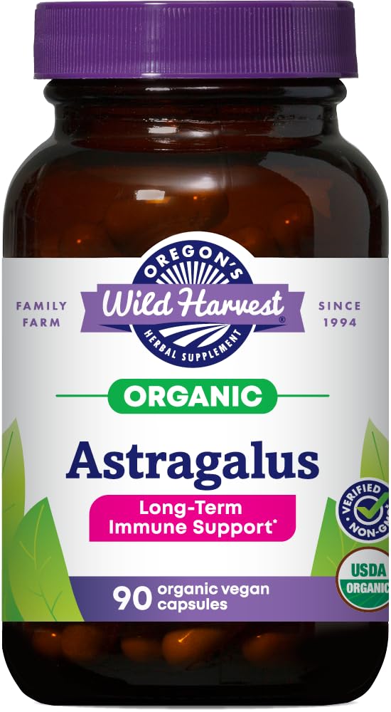 俄勒冈州的野生收获 认证的豁免支持有机体 Astragalus Capsules, 1125 MGS, 90 Counter