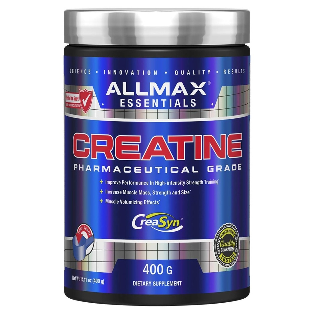 AllMAX 营养 Creatine 单水合物粉末,无味 – 纯微量化 Creatine 补充 男女 – 支持力量,性能和培训强度 – Vegan, Gluten Free (400g)