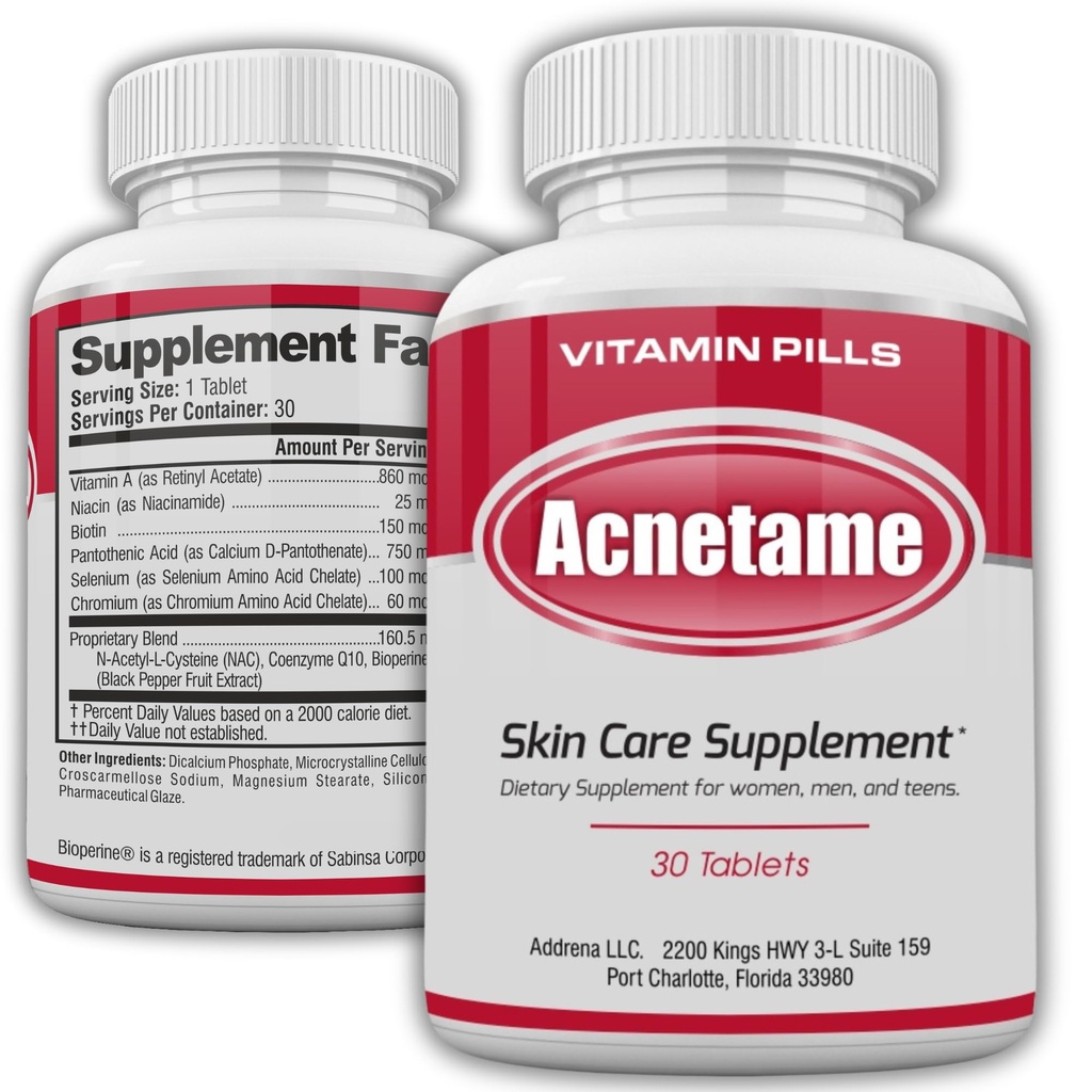 Acne Pills 30天补充剂 -- -- Acne Vitamin治疗药片,用于清理女性、男性、青少年和成年人的油皮