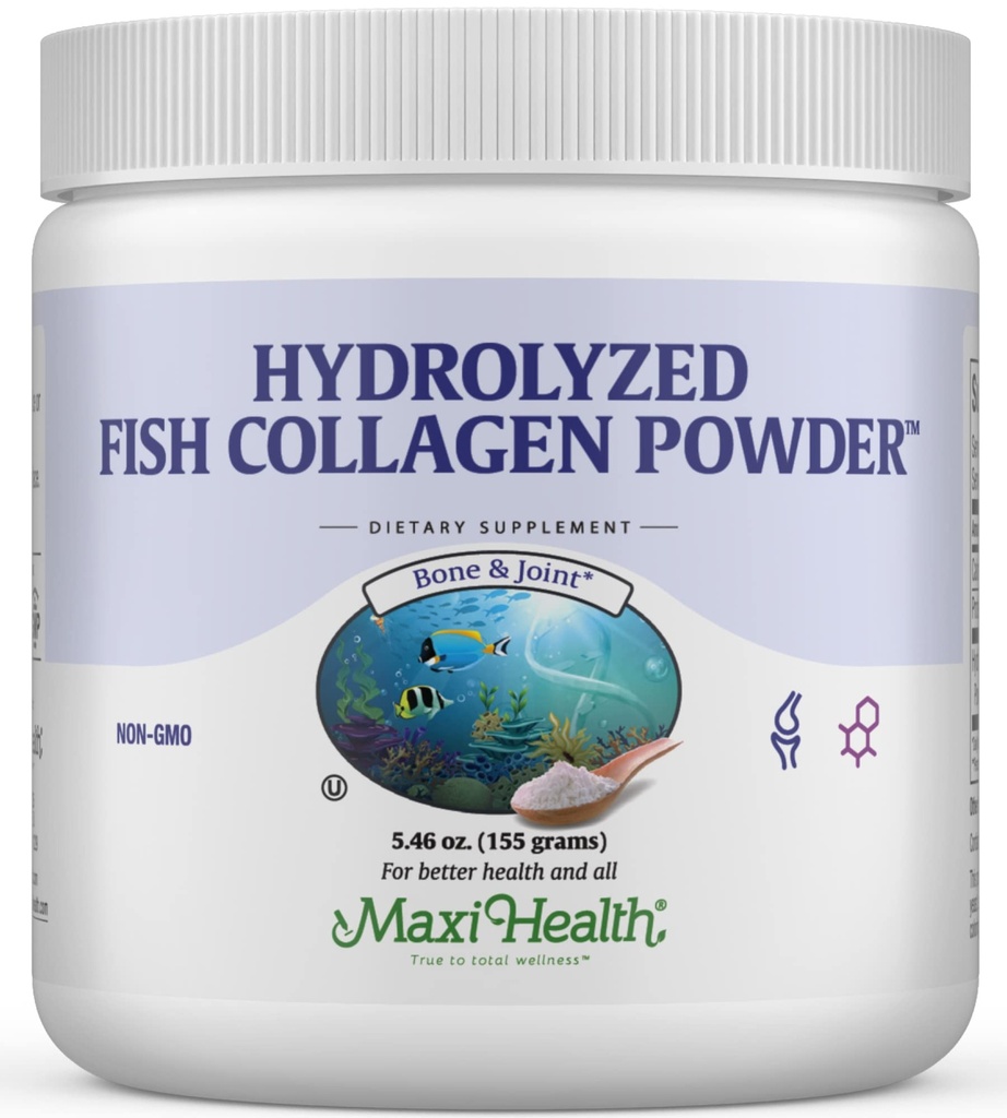 Maxi Health Collagen Peptides Powder – 女性和男性的I型未口味的海洋粉色Collagen – 野生-捕捉蛋白补充剂,用于Jos, Skin, Hair & NailNails (5.46 oz)
