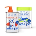 原生的宠物包装领头箱 - Daily Dog multivitamin (7 oz.) & Omega Oil for Dogs (8 oz.) - Omega 3 Fish Oil for Health Skin, Shiny Coat, & Strong Joints & Daily Multivitamin for Pups.