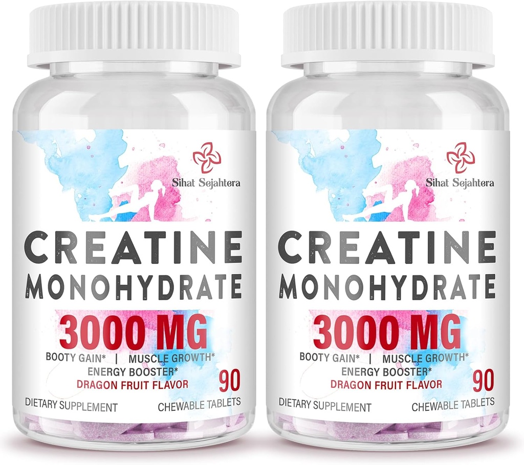 3000 MG 女性和男性单水合物、含BCAA和水解烯烃的Creatine Pills 用于性能和回收的Creatine Creatine Chews 板块、强度、龙果火焰、180块板块