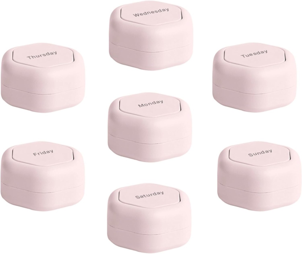 Cadence 旅行集装箱 - Pill case set - 磁性旅行卡普尔,药丸的日常药品组织者,补充品和维生素 - 7 Flex Smalls(0.56oz) 每周药丸组织者 - Petal
