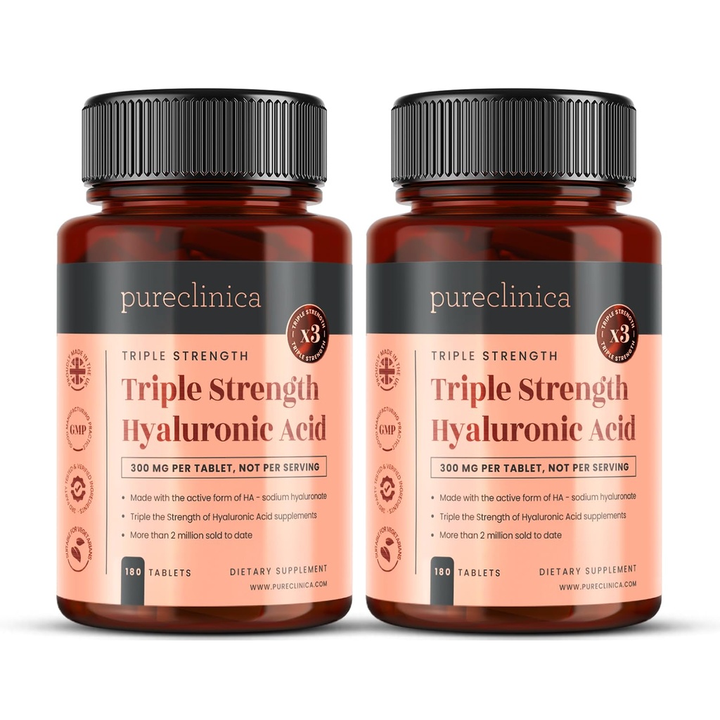 纯丙烯氢酸300mg×360片(2瓶180-12个月供应). 三重强 Hyaluronic酸. 比其他HLA药片强300%