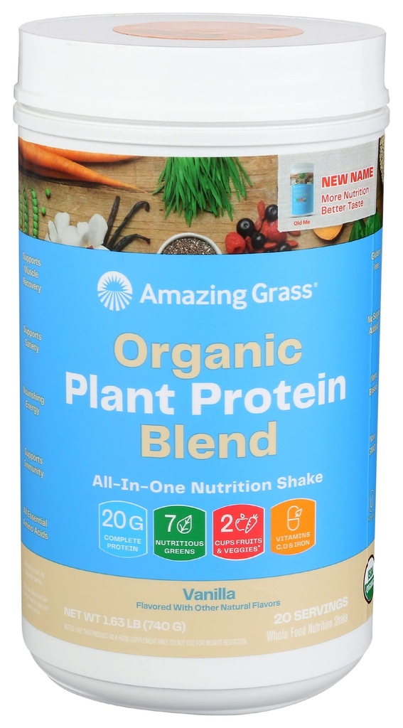 神奇的草原有机植物蛋白蛋白:Vegan蛋白粉,新蛋白质超级食品配方,全能营养摇摇与甜菜根,纯香草,20种服务