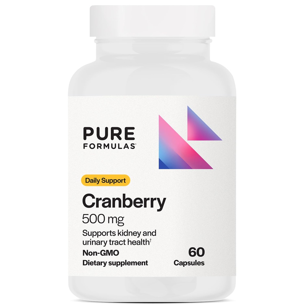 PureFormulas Cranberry 500 mg - 支持肾脏和尿道切克健康 - 免疫保护和细胞健康抗氧化剂补充剂 - 妇女和男子的Cranberry药丸 - 非GMO - 60 Capsules