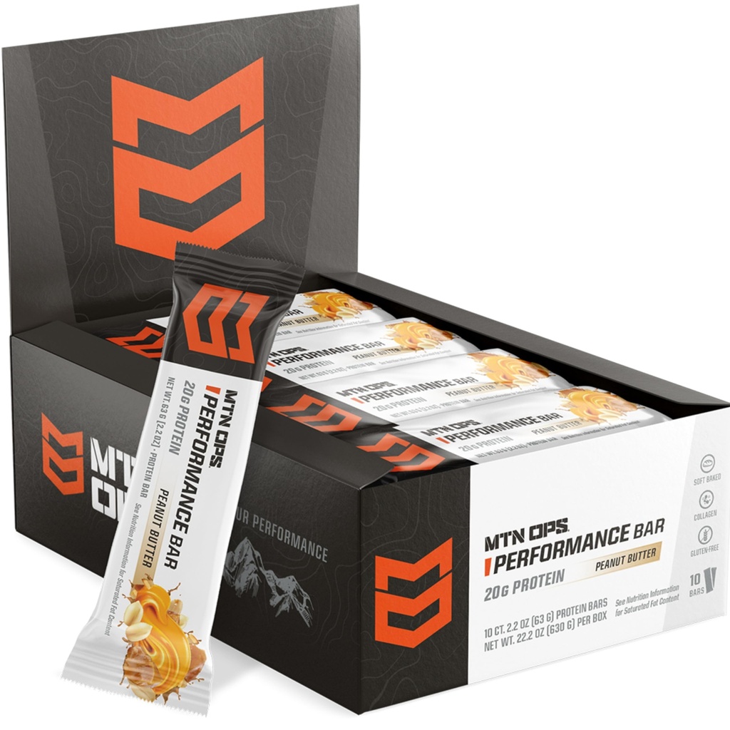 MTN OPS 花生黄油蛋白棒,高蛋白与Whei Isolate & Whei Community and Collagen, 低糖, Gluten Free, 10 Counter