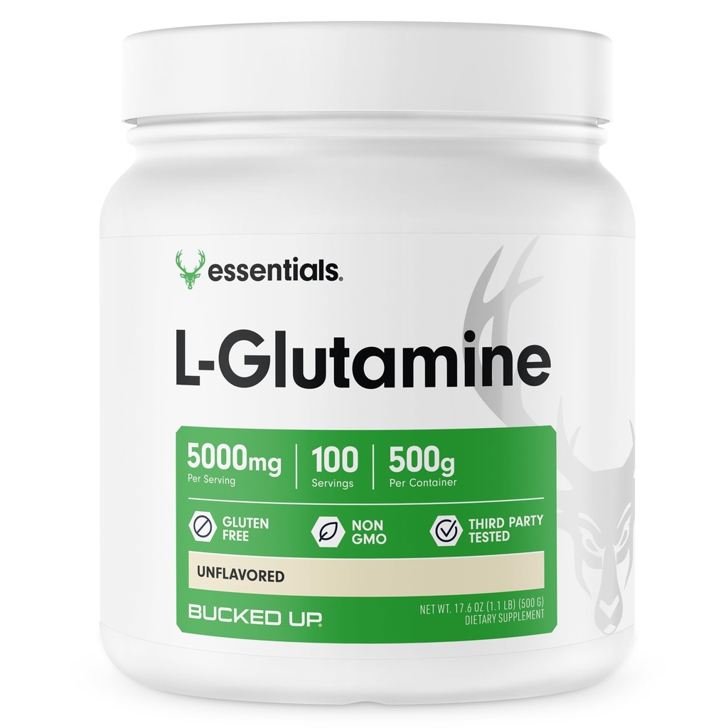 Bucked Up L-Glutamine 500g Powder, Gluten-Free, 非GMO, 不受欢迎(100 services)