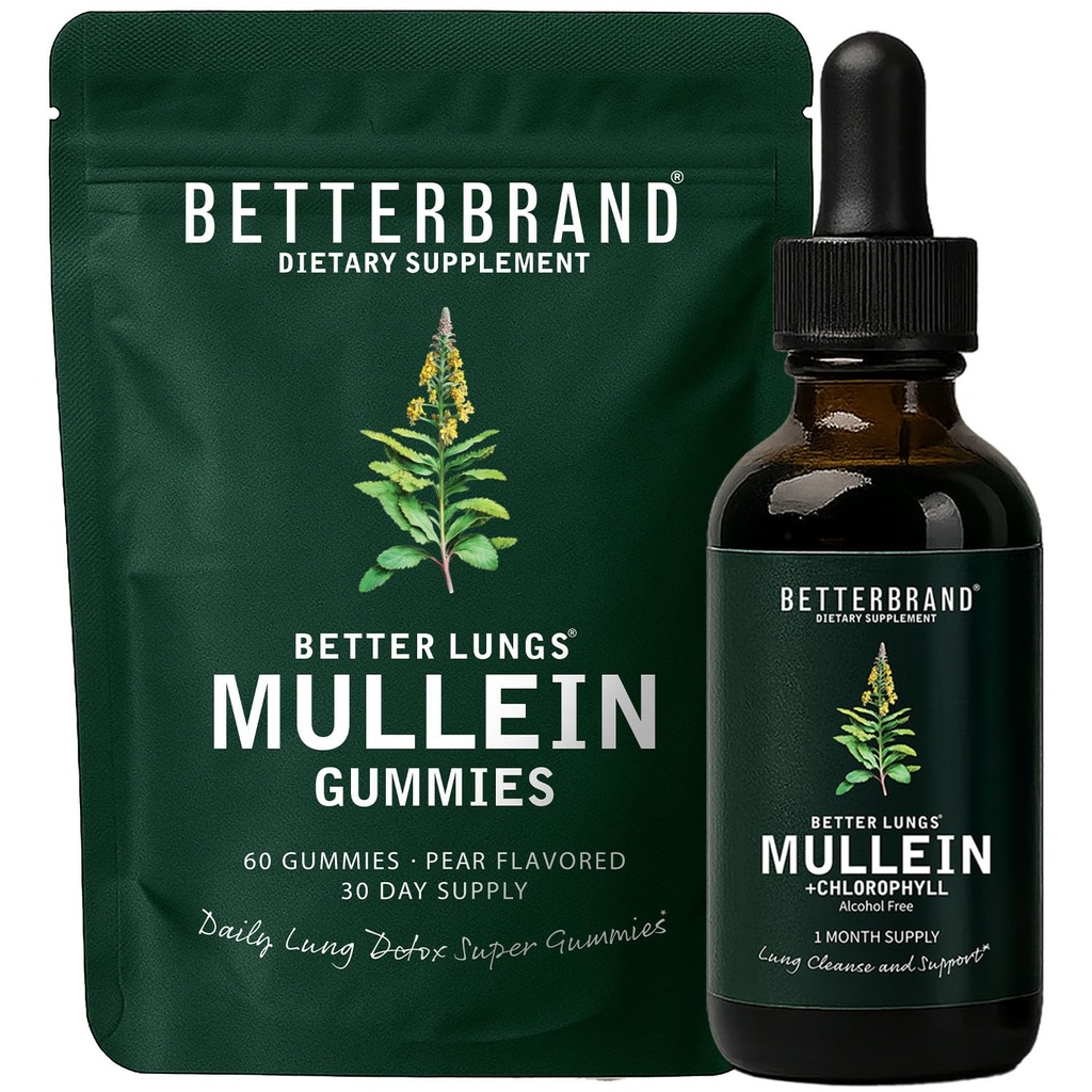 BetterLungs Mullein 叶片提取和古米斯包 - 肺部健康支助