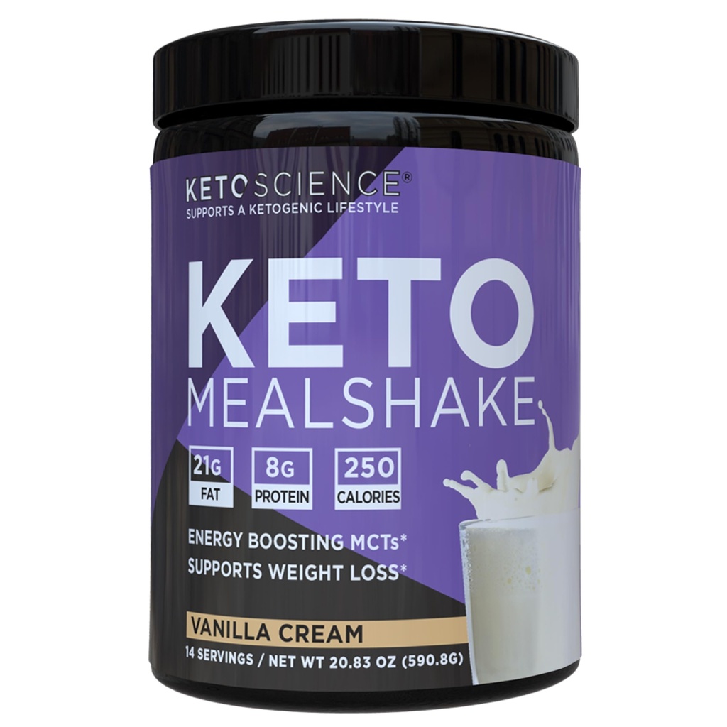 Keto Science Ketogenic Meal Shake Vanilla饮食补充品,富含MCTs和蛋白质,包装有Collagen、维生素和矿物,Keto和Paleo友好型,重量损失,(14种服务),20.49 Oz