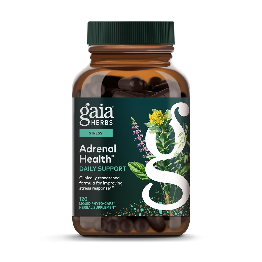 Gaia Herbs 肾上腺健康日支助 -- -- 与Ashwagandha、Holy Basil & Schisandra -- -- 帮助维持健康能源和压力水平* -- -- 120 Vegan液态植物卡普尔(120天供应)