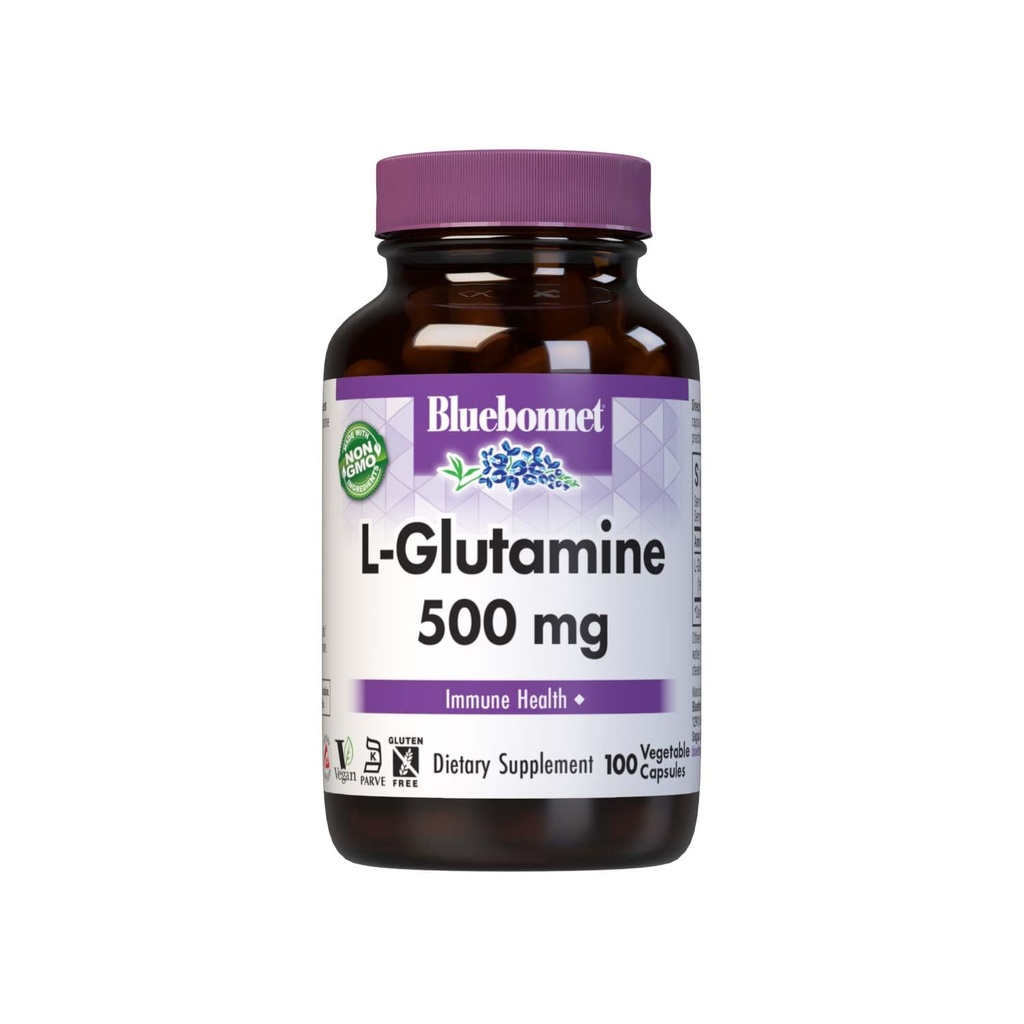 Bluebonnet 营养 L-Glutamine 500mg, 支持 Imune 函数 *, 氮迁移器 *, 无豆, 无胶, 非GMO, Kosher 认证, Vegan, 100 蔬菜罐头, 100 服务器