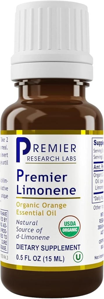 Premier Research Labs Primier Limonene - Limonene Oil是橙色Peel提取的有机D-Limonene补充剂,橙色基本油 90%纯 Limonene - 0.5 Oz(300位服务员)
