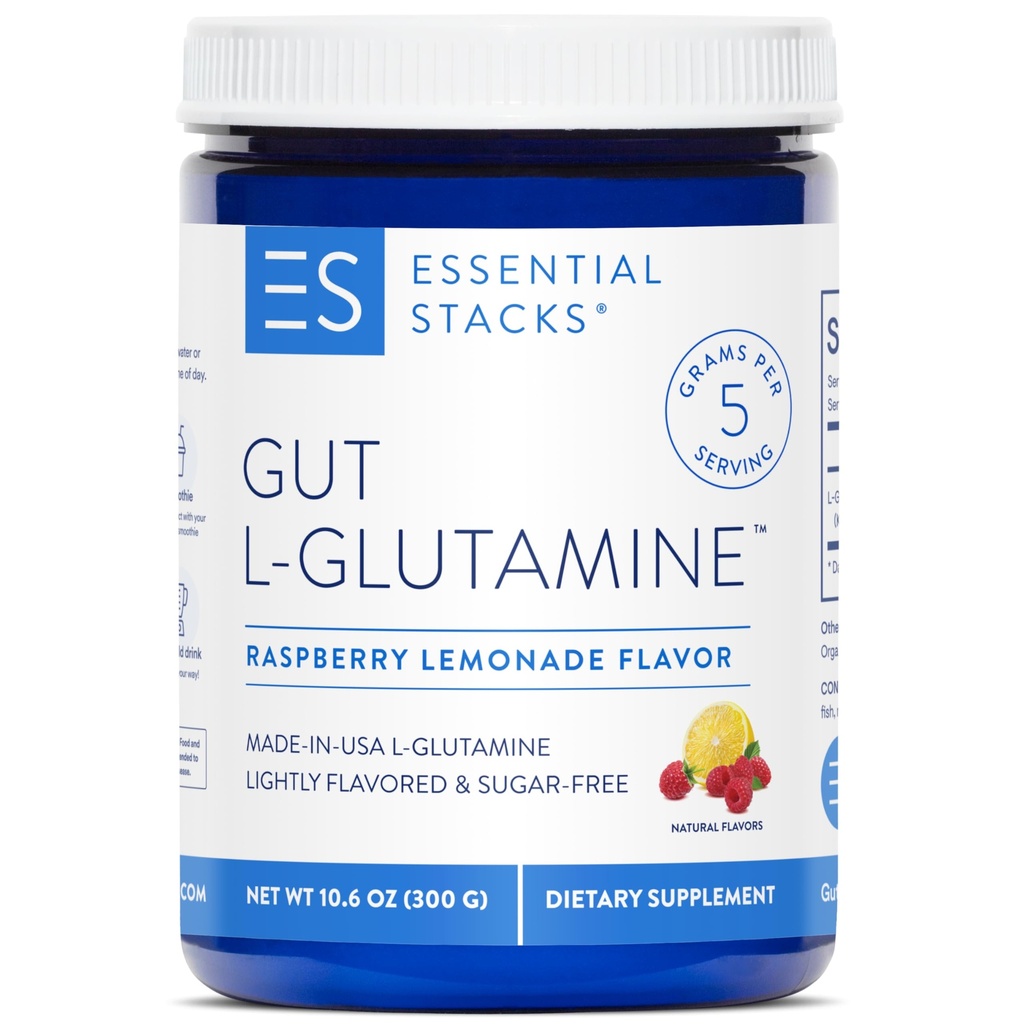 Gut L-Glutamine 粉末 - 在美国独家制造 - 纯 L Glutamine 粉末用于Gut 健康(50 services,Raspberry Lemonade)