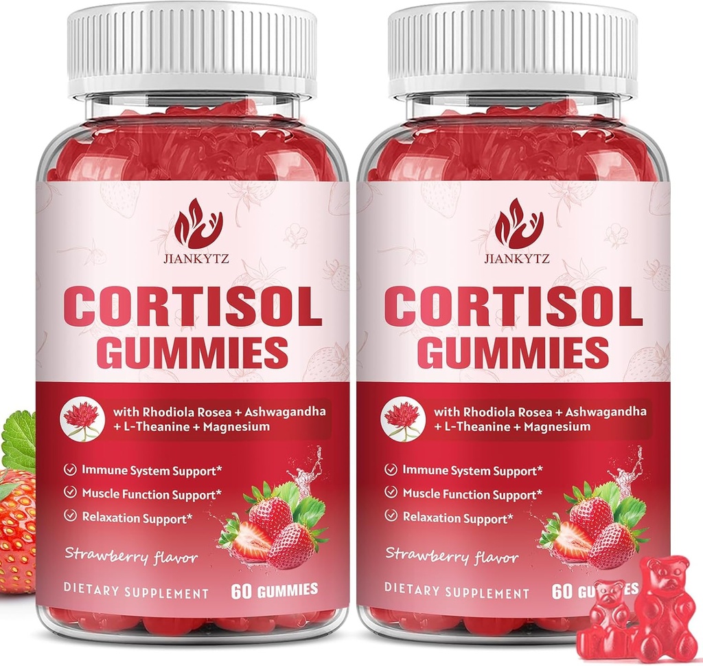 (2 Pack) 科尔蒂索尔公司与Rhodiola Rosea公司、Ashwagandha公司、镁公司、平衡科尔蒂索尔公司、Zzz支助公司、Non-GMO公司、120 Gummis公司合作,为妇女提供Gummies公司