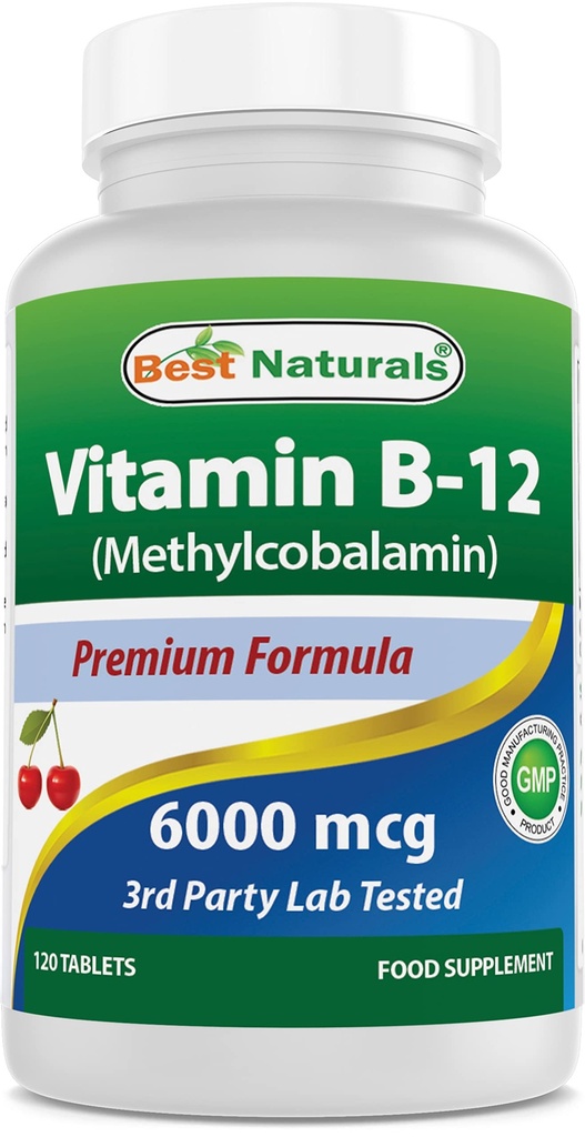 最佳天然维生素B12 6 000 mcg 120平板