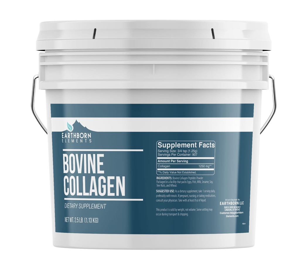 土生土长的元素 Bovine Collagen Peptides Powder 1 Gallon Bucket, Pure & Undiluted, 饮食补充