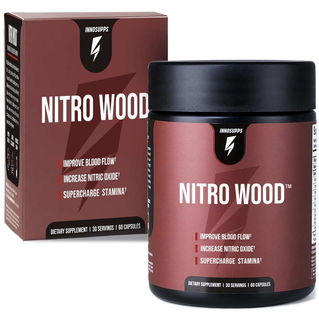 InnoSupps Nitro Wood - 支持健康的血液流动 → Nitric Oxide 补充 → 天然免疫支持 → (60 植物卡普尔)