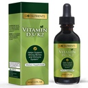 Go Nutrients Vitamin D3 K2 Drops – 配有MK7的液体VIT D 成人与儿童补充 – 对骨骼,心血管,心脏与免疫健康的高吸收分语言支持 1 oz, 90 服务