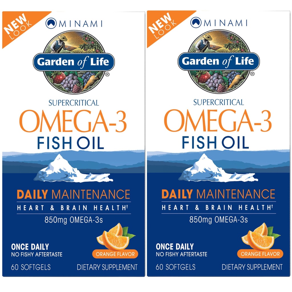 生命花园 EPA/DHA Omega 3 鱼油 - Minami自然脑功能,心与木补充,120 Counter(60-ct 2-Pack)