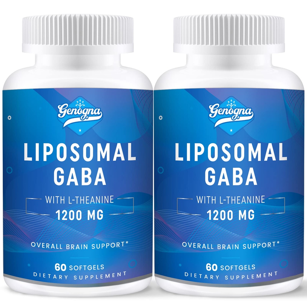 Liposomal GABA 配L-Theanine 1200mg - 2 Pack 高生物可用GABA 补充品,120 成人卡普尔