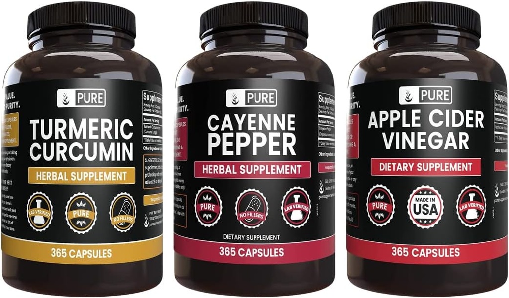 Cayenne Pepper、Turmeric Crucumin、苹果苹果苹果酒Vinegar Bundle(365罐头)