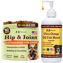 天然犬类公司 犬类维生犬维生素和辅料包,包括 (1) Hip 和 Joint Chews 补充-90 pcs cosequin for Dogs, (1) Ultra Omega Fish Oil 16 Oz Omega 3 Fish Oil for Dogs