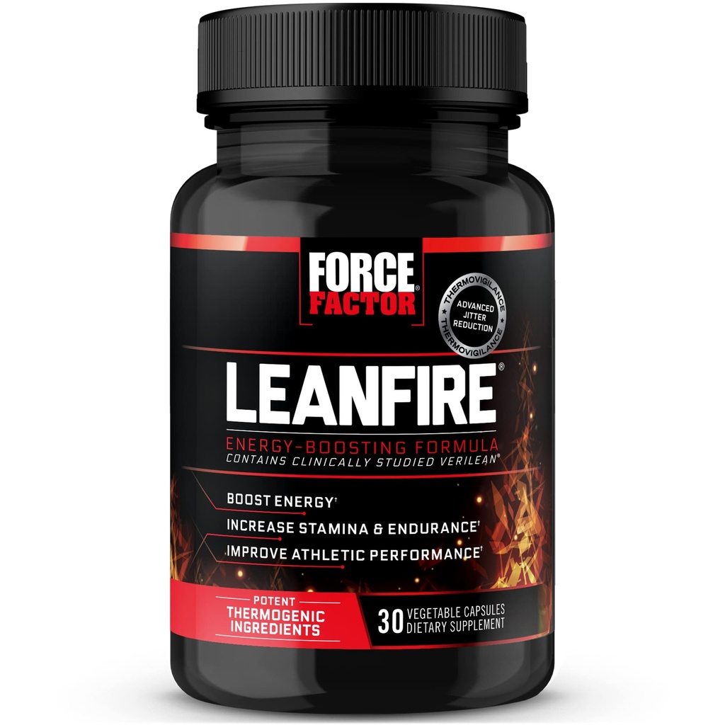 强制因子 LeanFire Pre Workingout Energy Pills with Green Tea Explain and Cafeine to Explain Energy, Build Lean Muscle, Black, 30 Counts (Pack of 1), pack May Vary 软件包